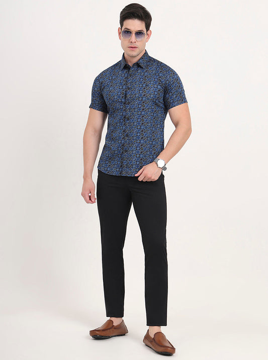 Black Solid Slim Fit Casual Trouser | Greenfibre