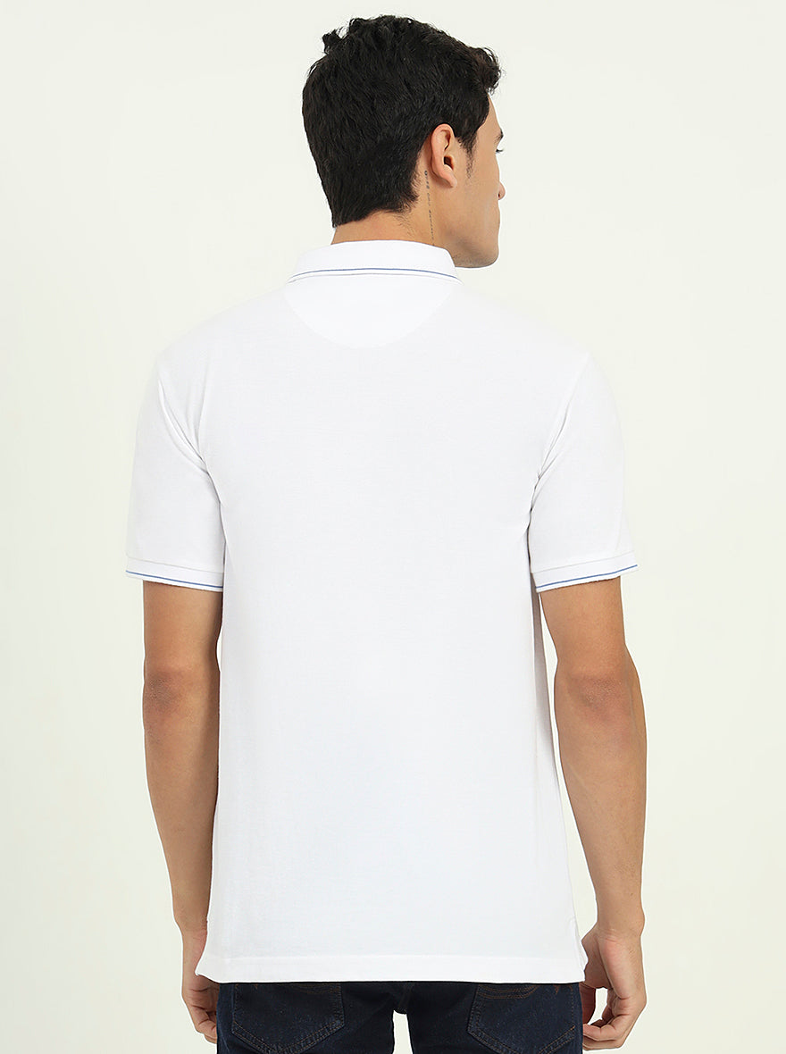 White Solid Slim Fit Polo T-Shirt | Greenfibre