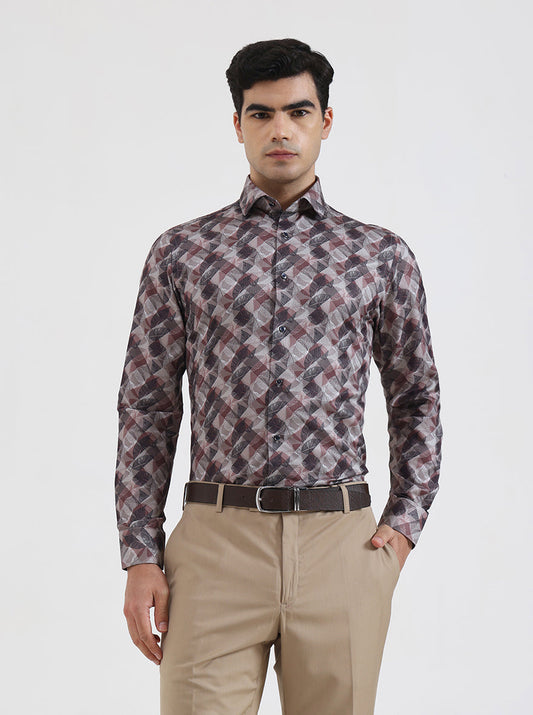 Fawn Printed Slim Fit Party Wear Shirt | Greenfibre