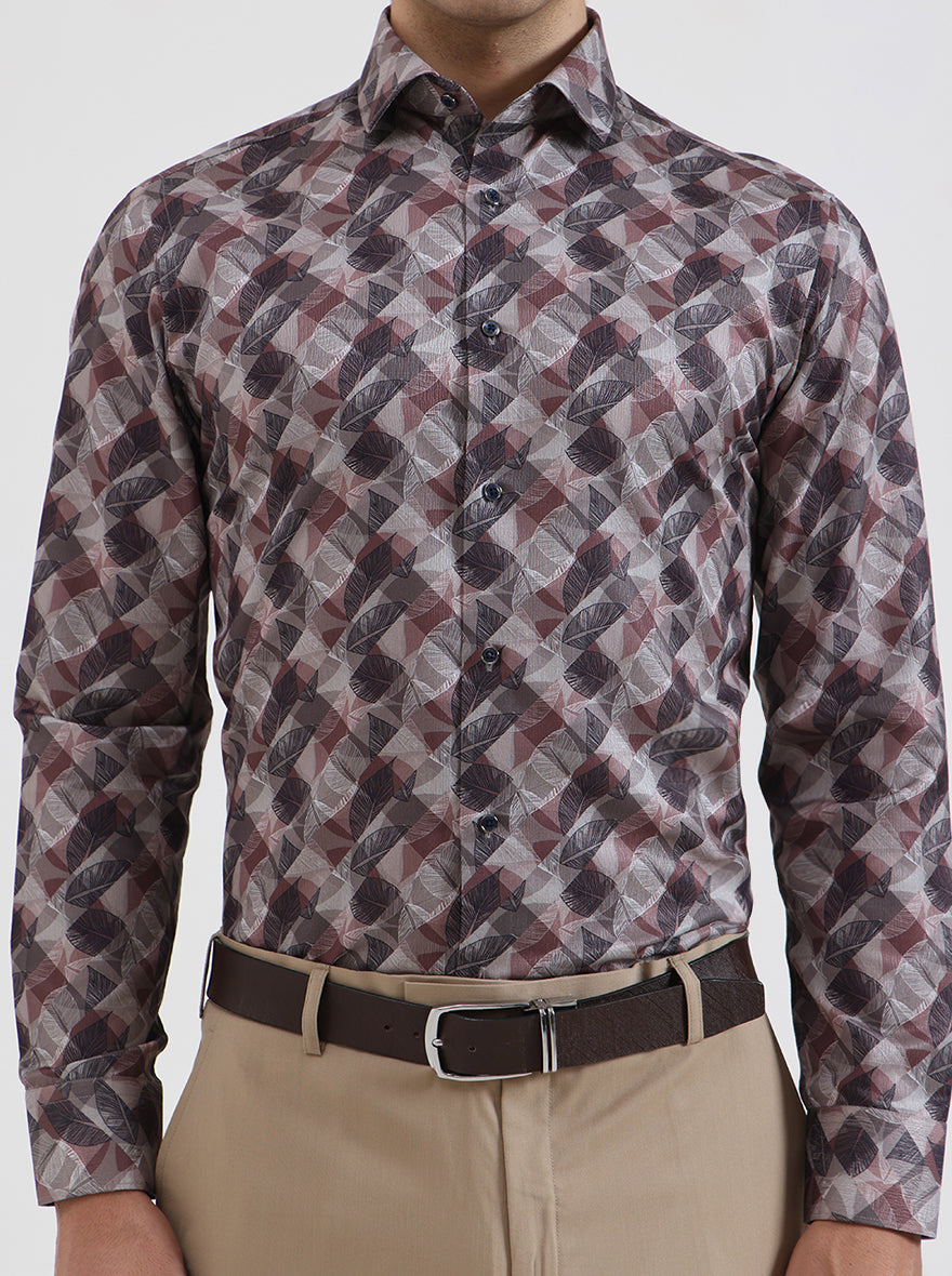Fawn Printed Slim Fit Party Wear Shirt | Greenfibre