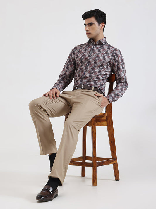 Fawn Printed Slim Fit Party Wear Shirt | Greenfibre