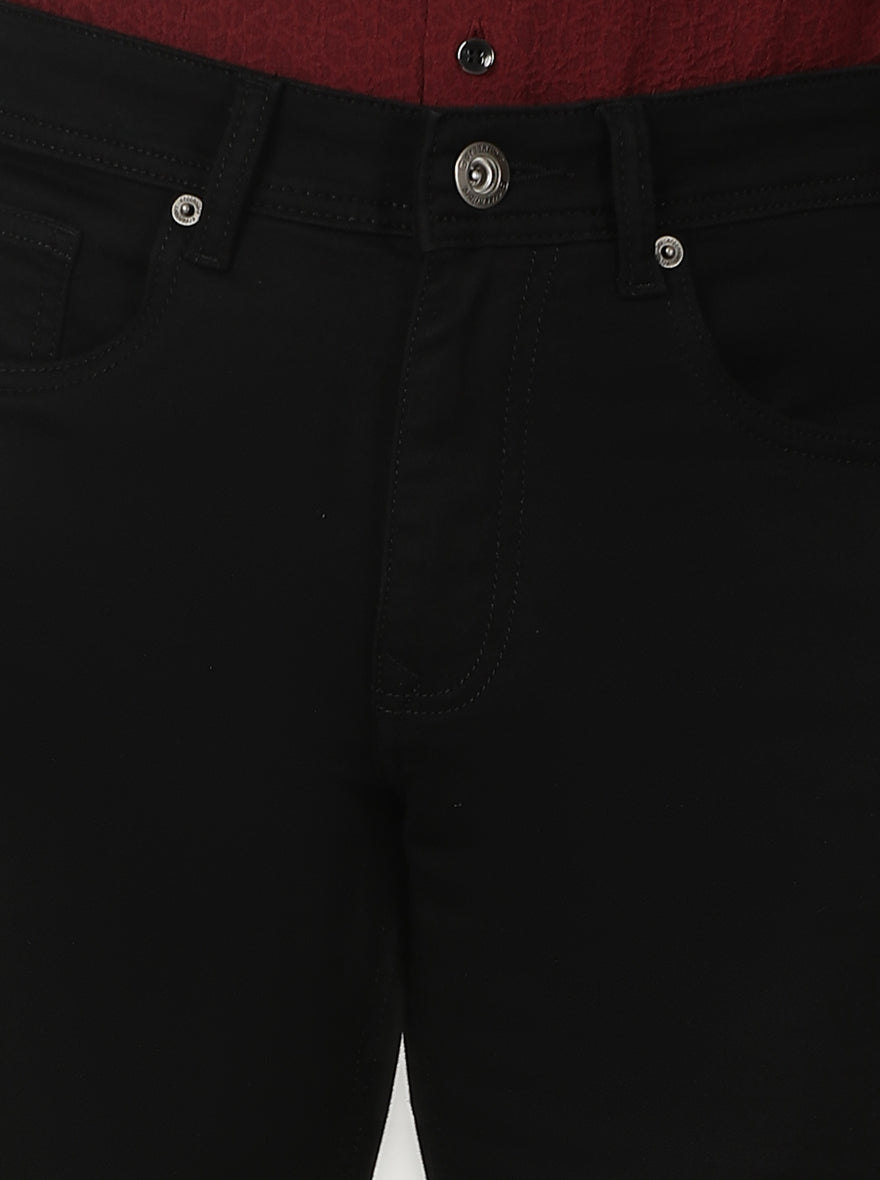 Jet Black Solid Slim Fit Jeans | Greenfibre