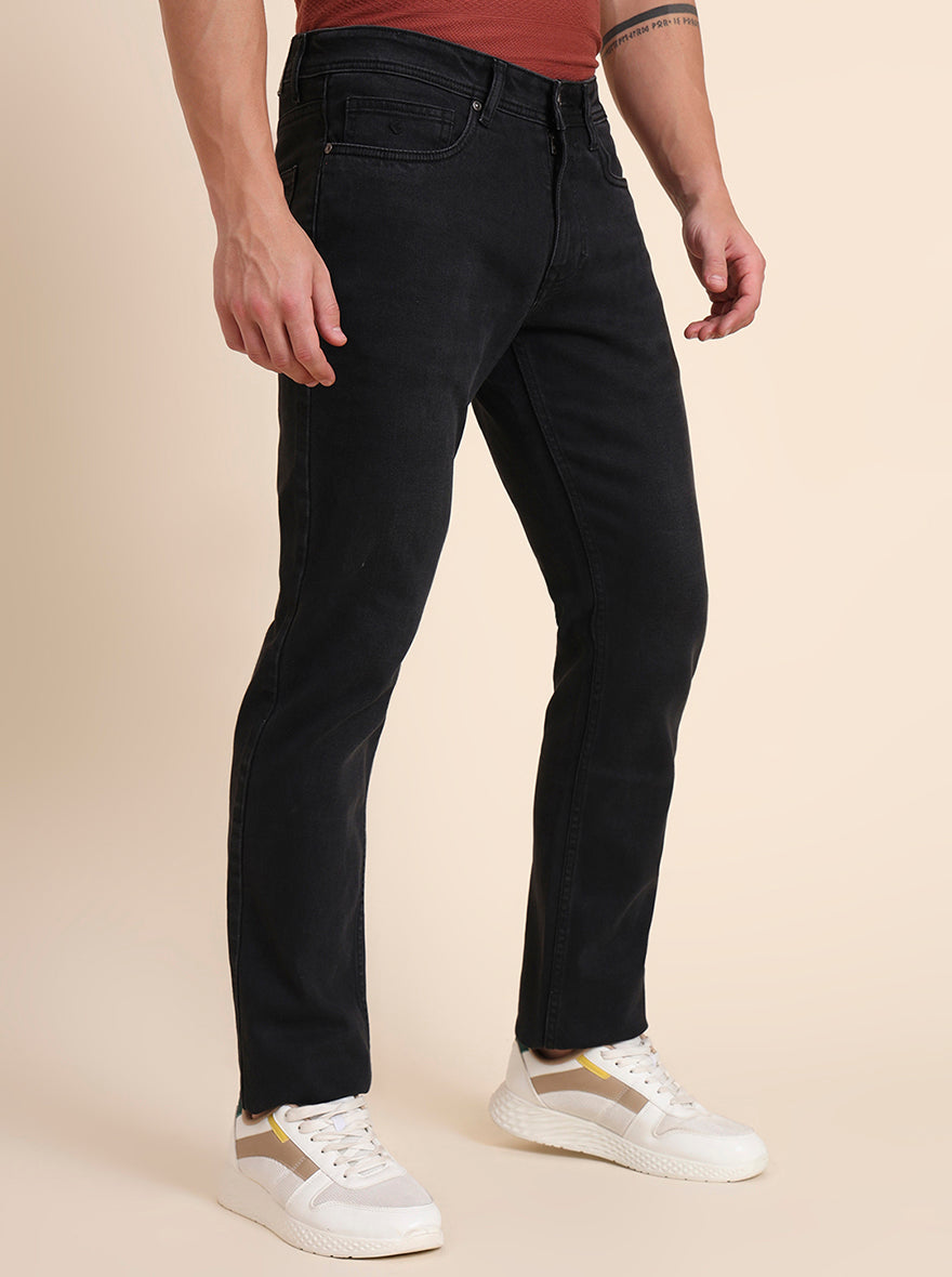 Charcoal Grey Washed Straight Fit Jeans | Greenfibre