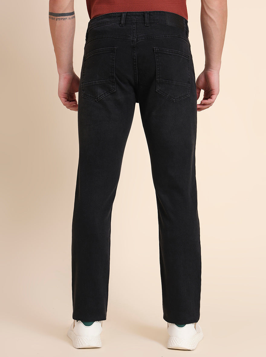 Charcoal Grey Washed Straight Fit Jeans | Greenfibre