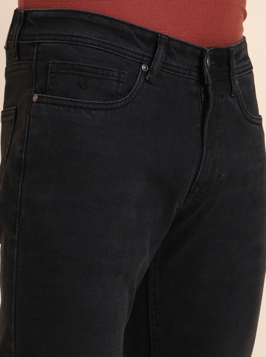Charcoal Grey Washed Straight Fit Jeans | Greenfibre
