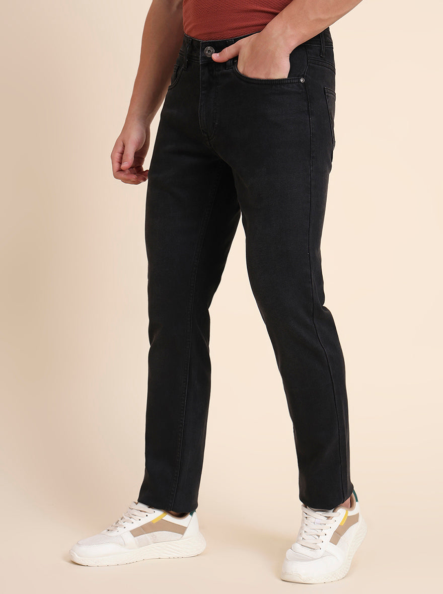 Charcoal Grey Washed Straight Fit Jeans | Greenfibre