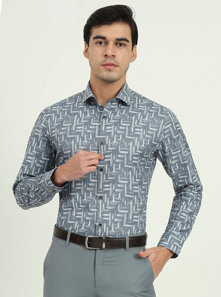 Grenish Blue Solid Slim Fit Party Wear Shirt | Greenfire