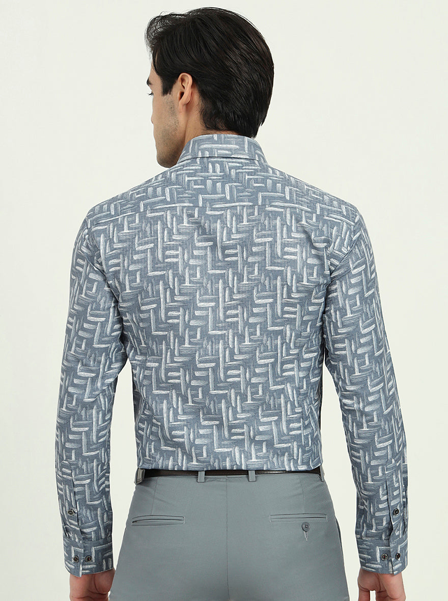 Grenish Blue Solid Slim Fit Party Wear Shirt | Greenfire