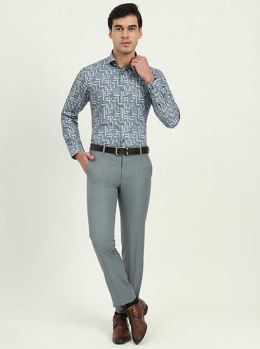 Grenish Blue Solid Slim Fit Party Wear Shirt | Greenfire