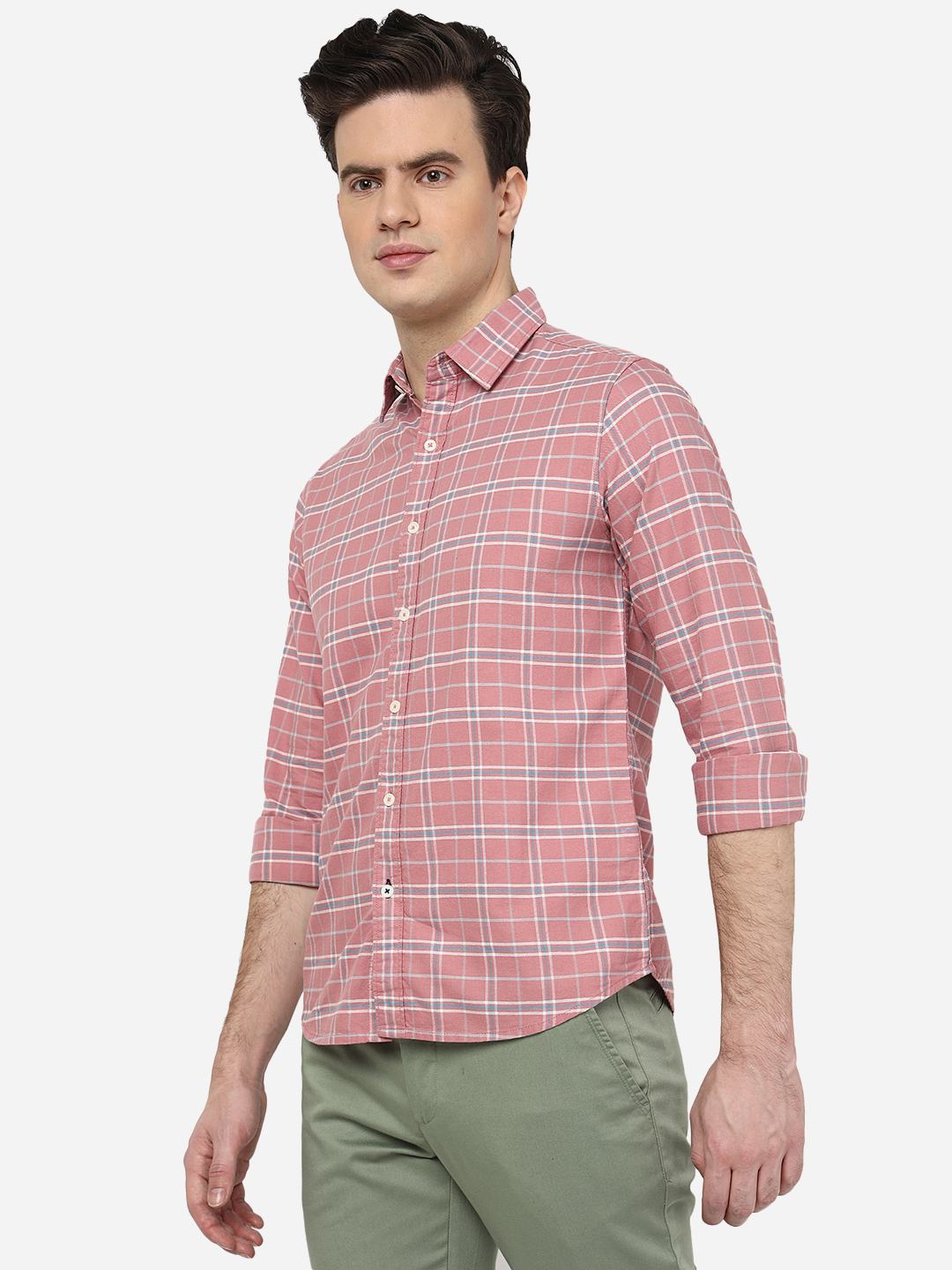 Slate Rose Checked Slim Fit Casual Shirt | Greenfibre