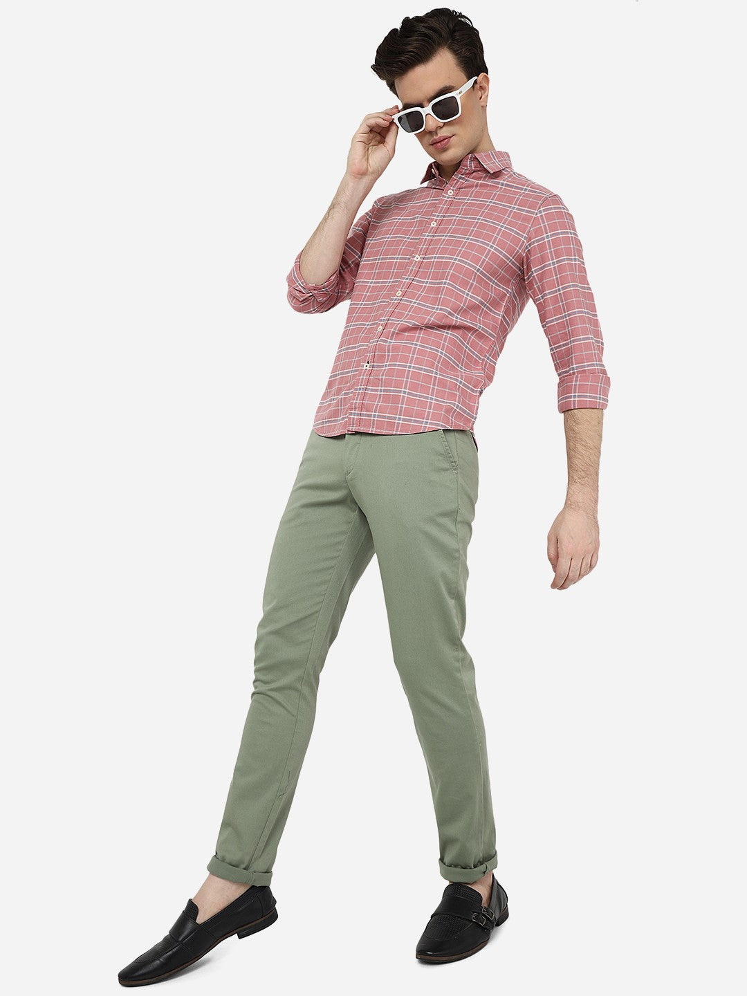 Slate Rose Checked Slim Fit Casual Shirt | Greenfibre