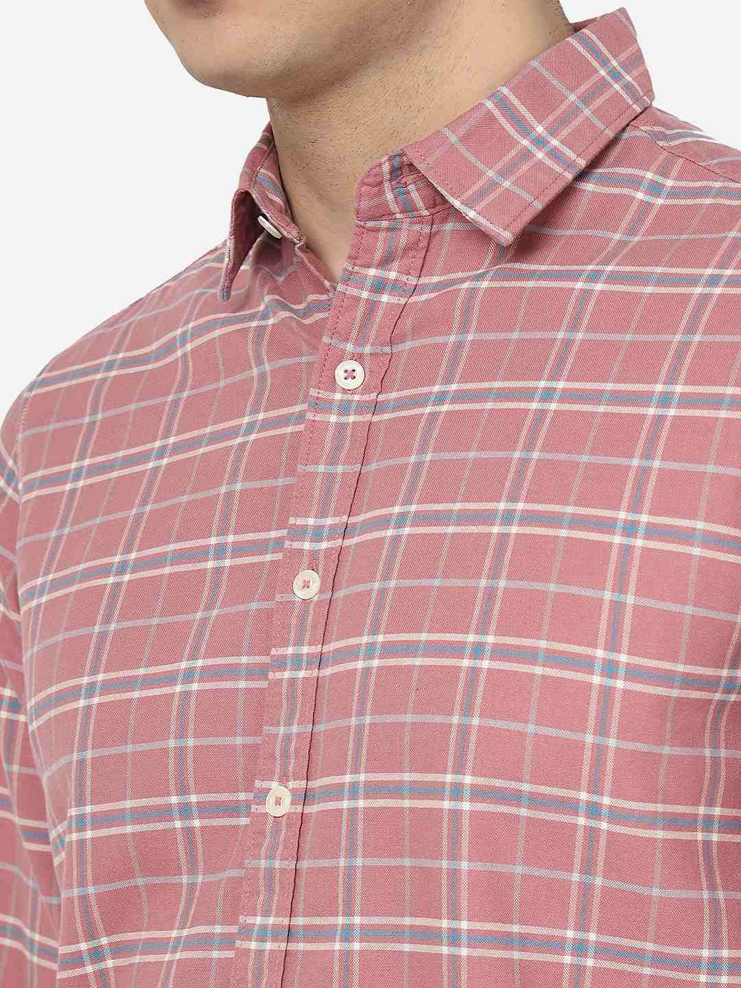 Slate Rose Checked Slim Fit Casual Shirt | Greenfibre