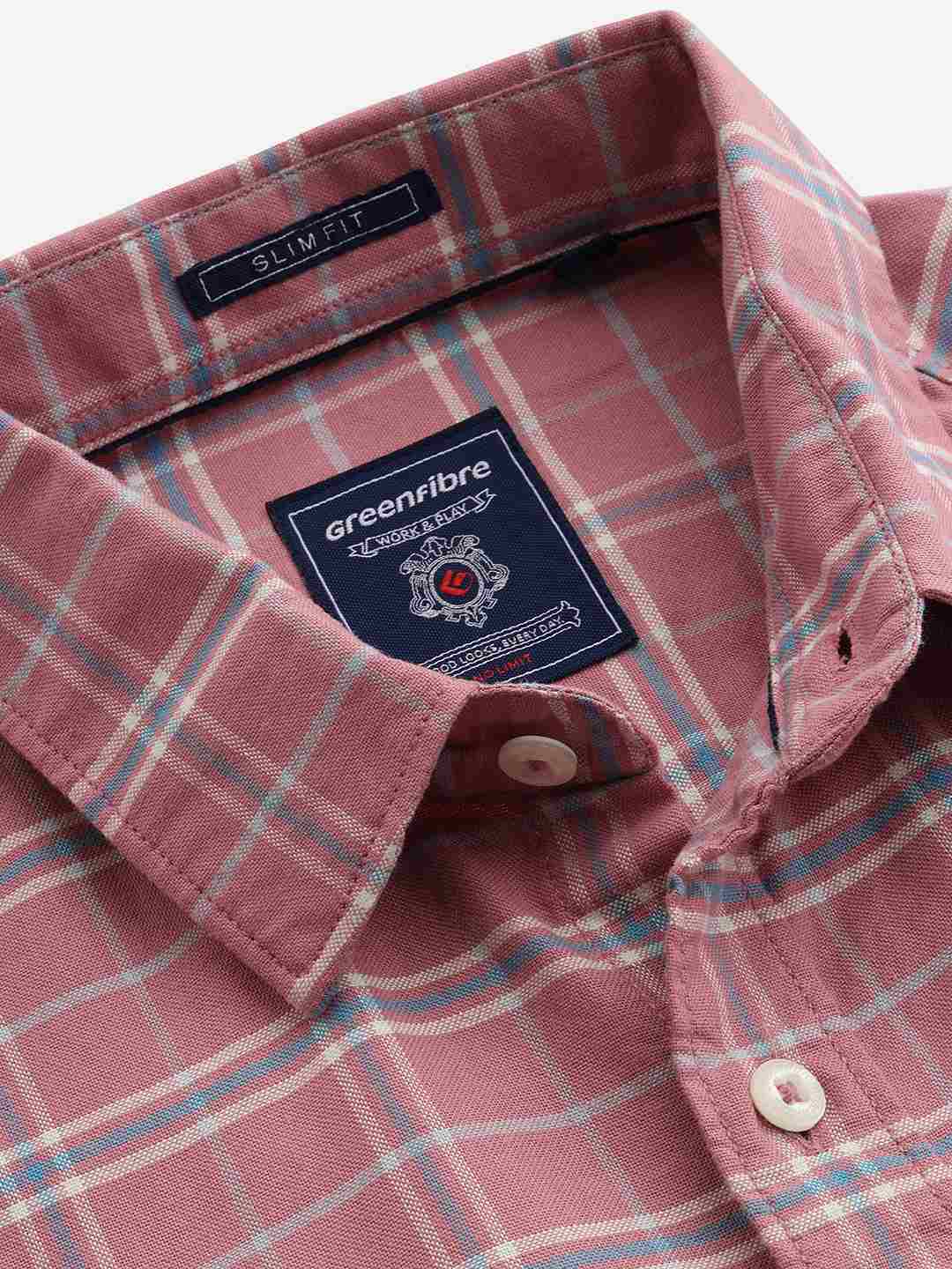 Slate Rose Checked Slim Fit Casual Shirt | Greenfibre