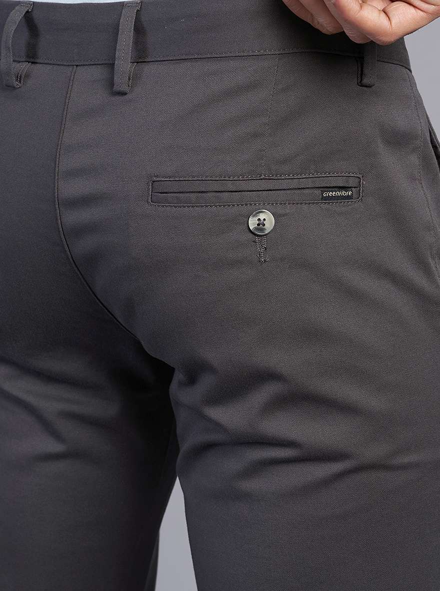 Dark Grey Solid Super Slim Fit Casual Trouser | Greenfibre