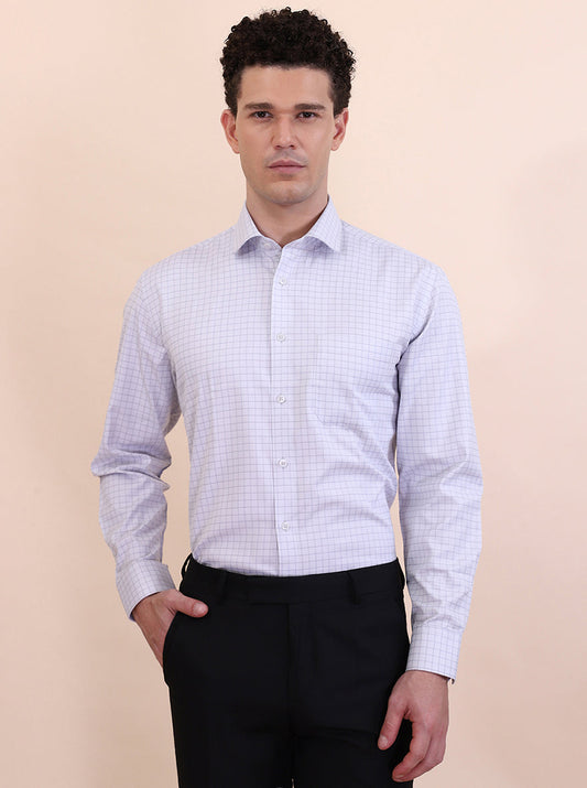 Grey Checked Regular Fit Formal Shirt | Greenfibre