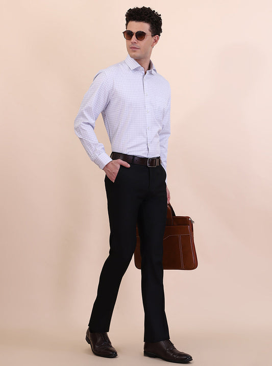 Grey Checked Regular Fit Formal Shirt | Greenfibre