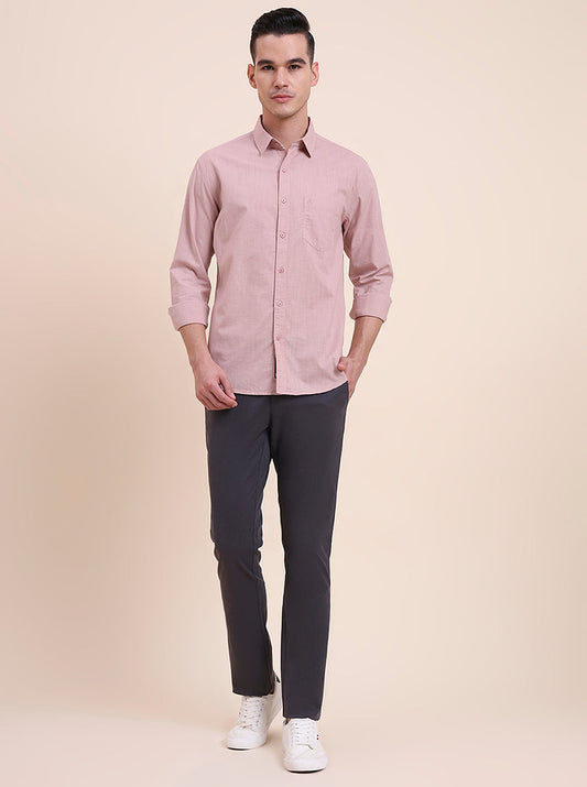 Dark Pink Solid Slim Fit Casual Shirt | Greenfibre