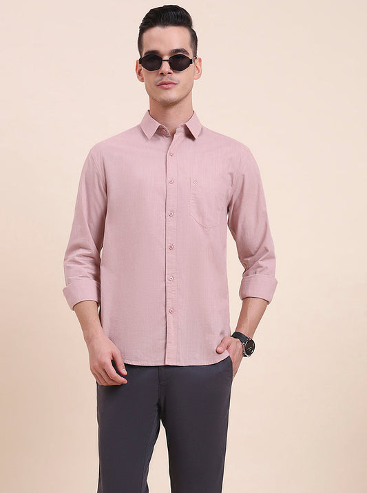 Dark Pink Solid Slim Fit Casual Shirt | Greenfibre