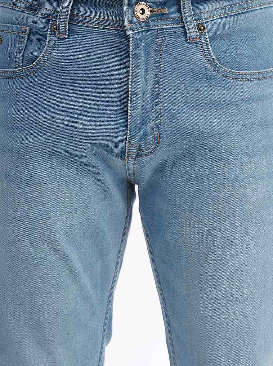 Light Blue Washed Straight Fit Jeans | Greenfibre