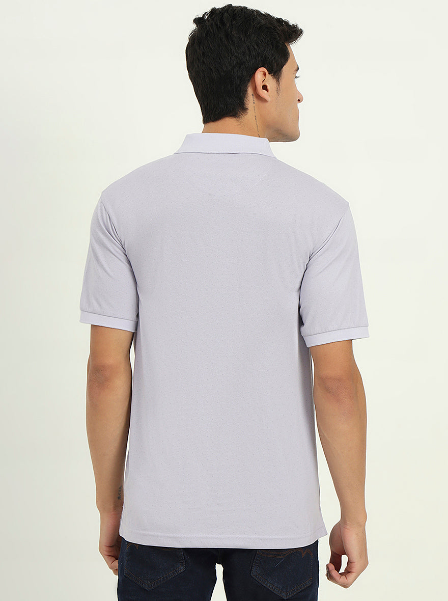 Heather Grey Printed Regular Fit Polo T-Shirt | Greenfibre