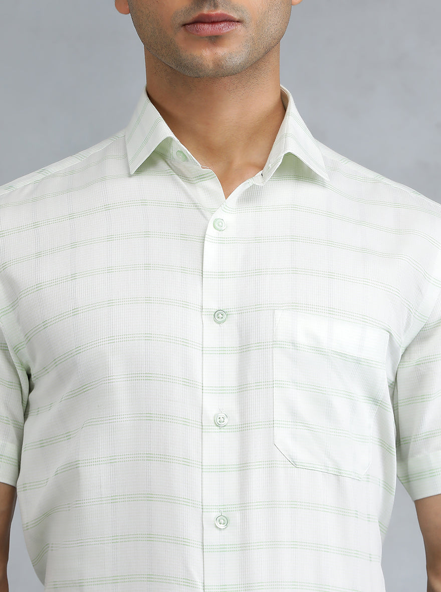 Light Green Checked Regular Fit Formal Shirt | Greenfibre
