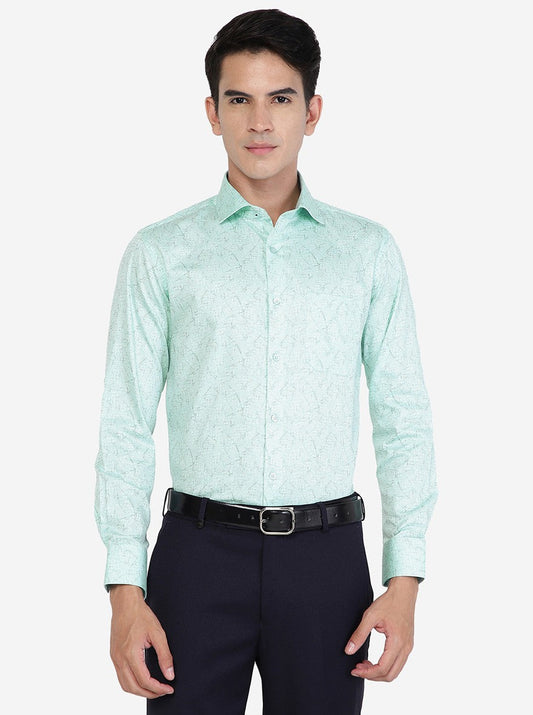 Sky Blue Printed Slim Fit Formal Shirt | Greenfibre