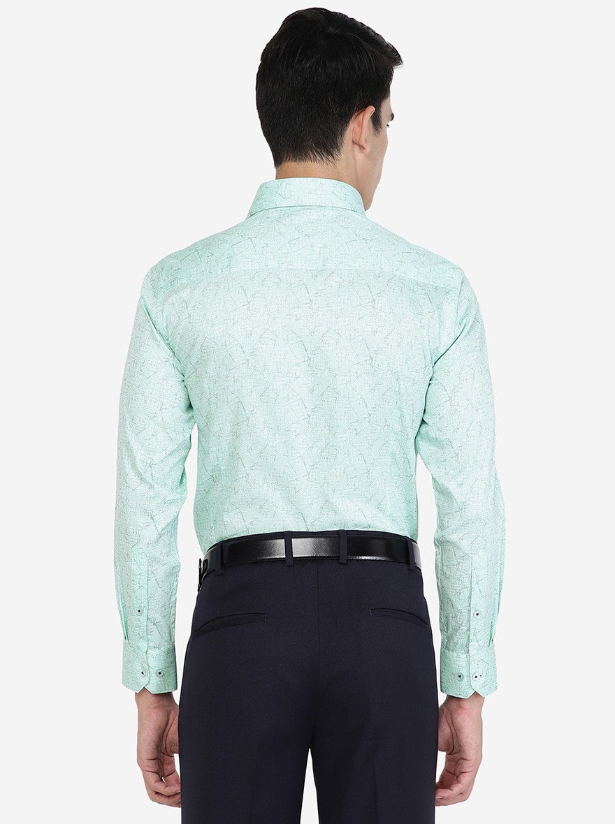 Sky Blue Printed Slim Fit Formal Shirt | Greenfibre