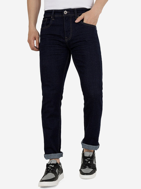 Blue Solid Straight Fit Jeans | Greenfibre