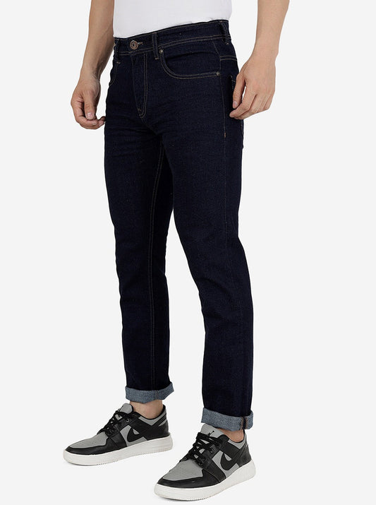Blue Solid Straight Fit Jeans | Greenfibre