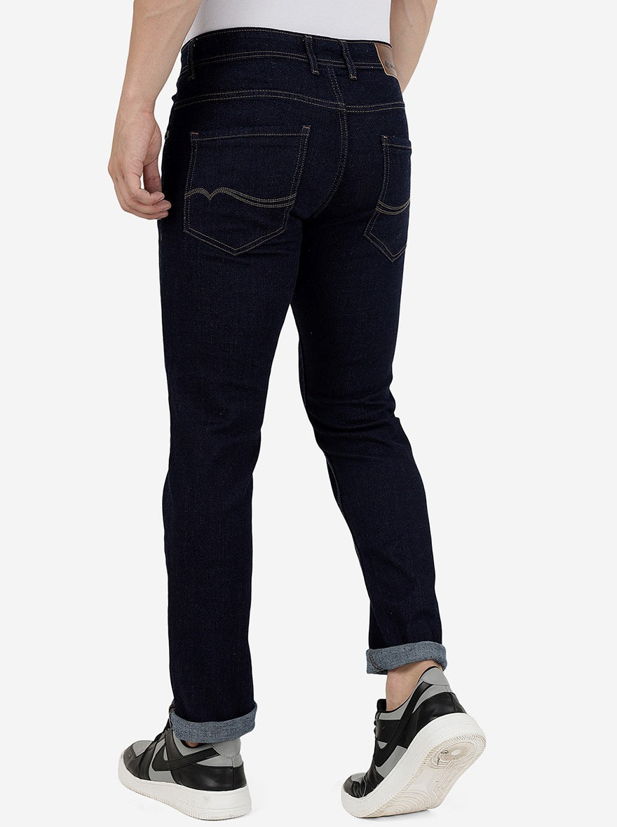 Blue Solid Straight Fit Jeans | Greenfibre