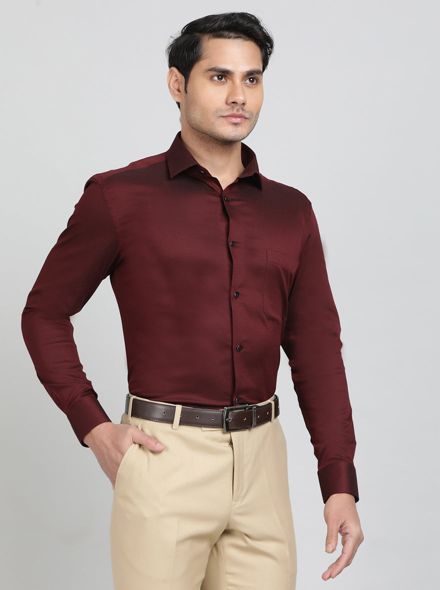 Maroon Checked Slim Fit Party Wear Shirt | Greenfibre