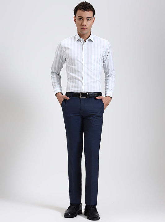 White Striped Slim Fit Formal Shirt | Greenfibre