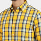 Yellow Checked Slim Fit Casual Shirt | Greenfibre