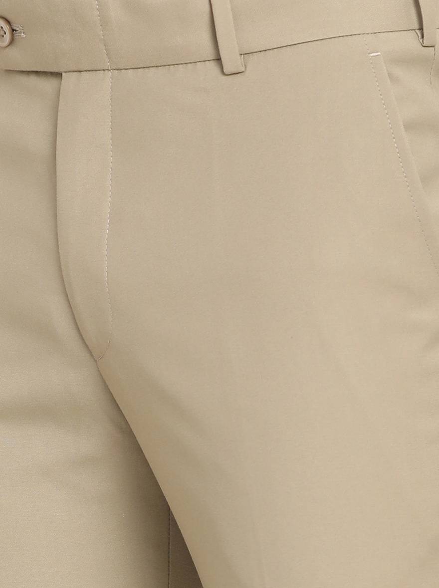 Fawn Solid Slim Fit Formal Trouser | Greenfibre