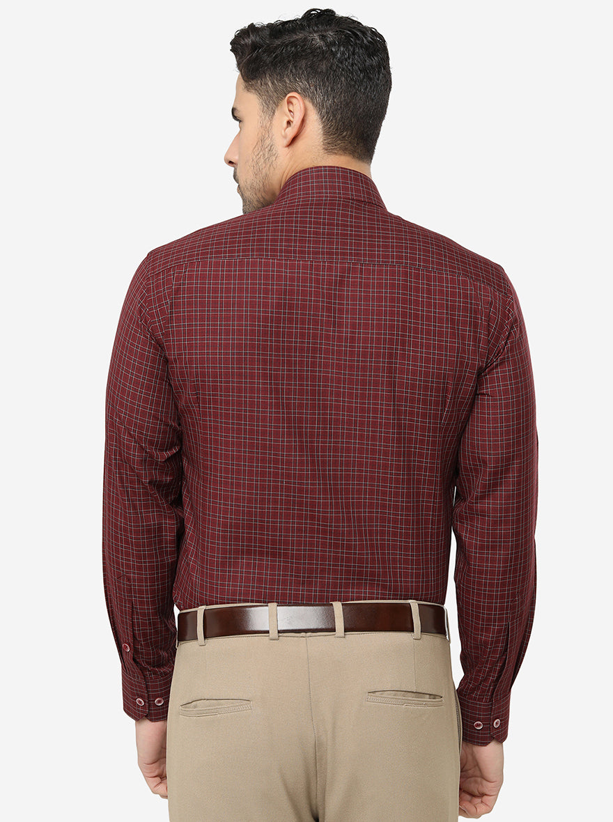 Red Checked Slim Fit Formal Shirt | Greenfibre