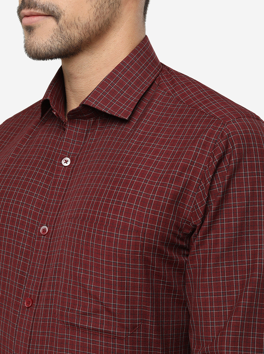 Red Checked Slim Fit Formal Shirt | Greenfibre