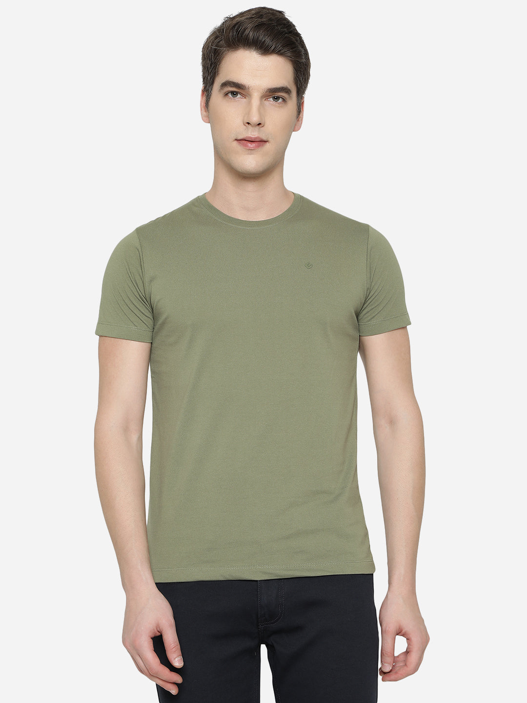 Light Olive Solid Slim Fit T-Shirt | Greenfibre