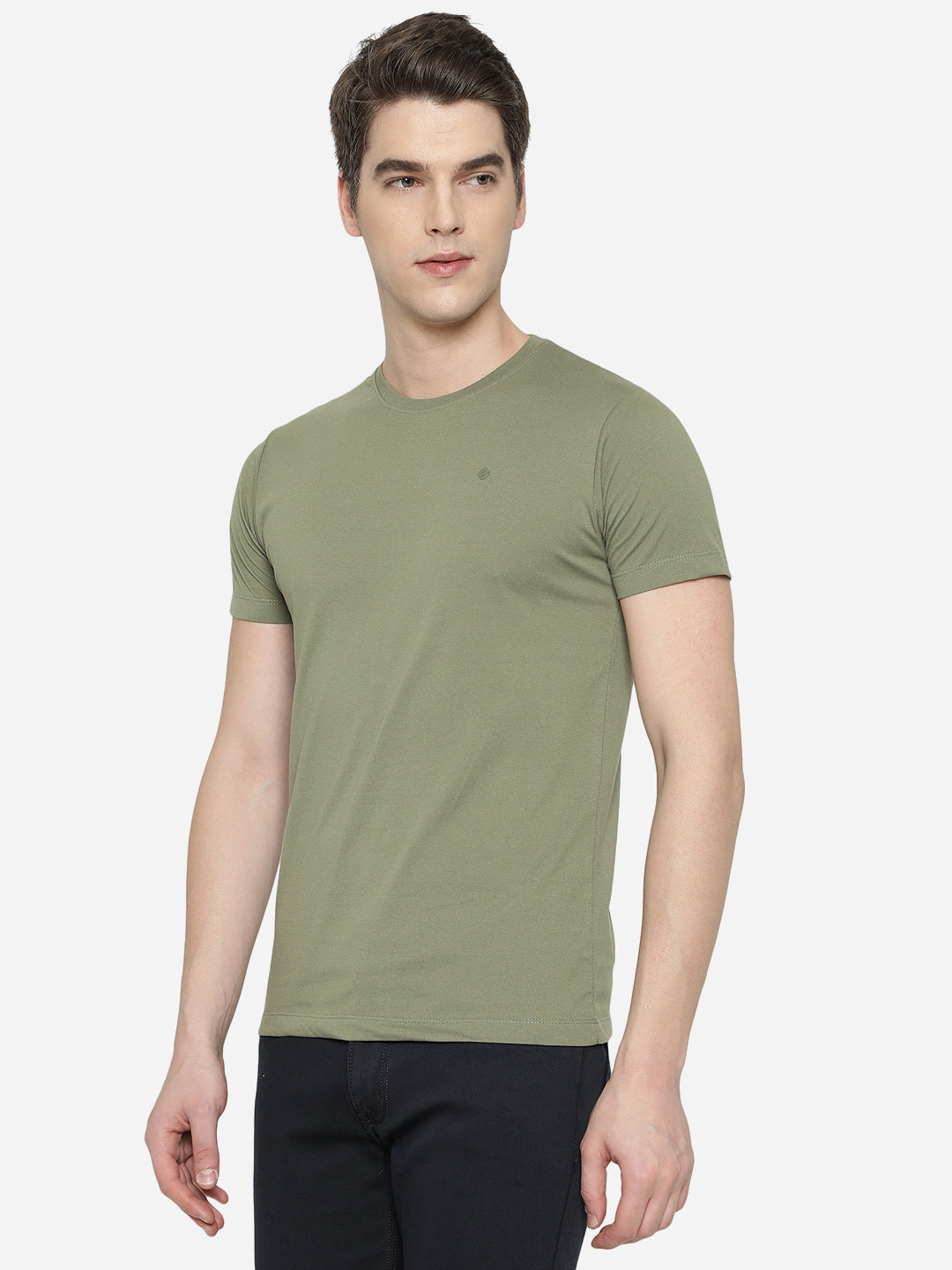 Light Olive Solid Slim Fit T-Shirt | Greenfibre