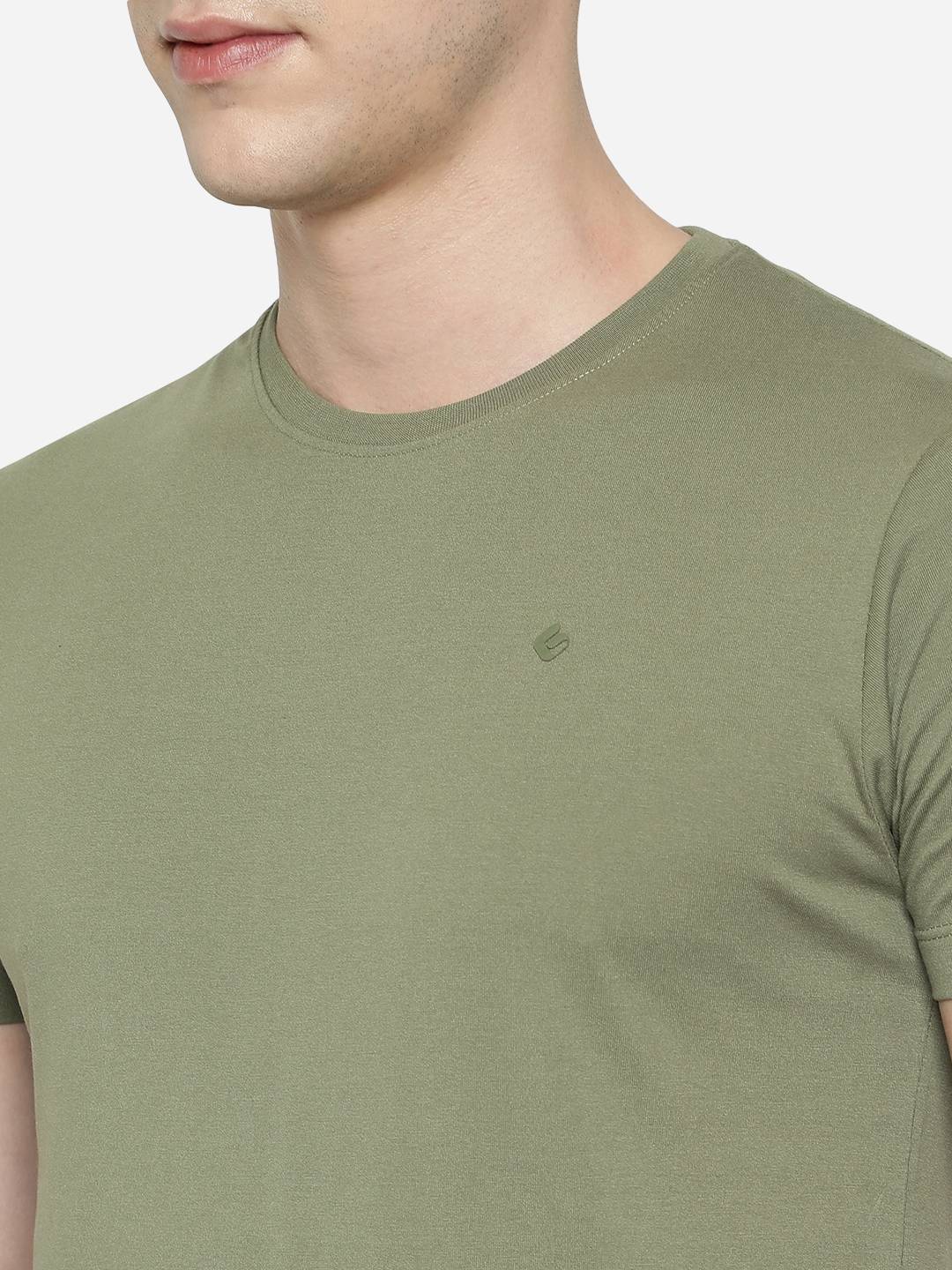 Light Olive Solid Slim Fit T-Shirt | Greenfibre