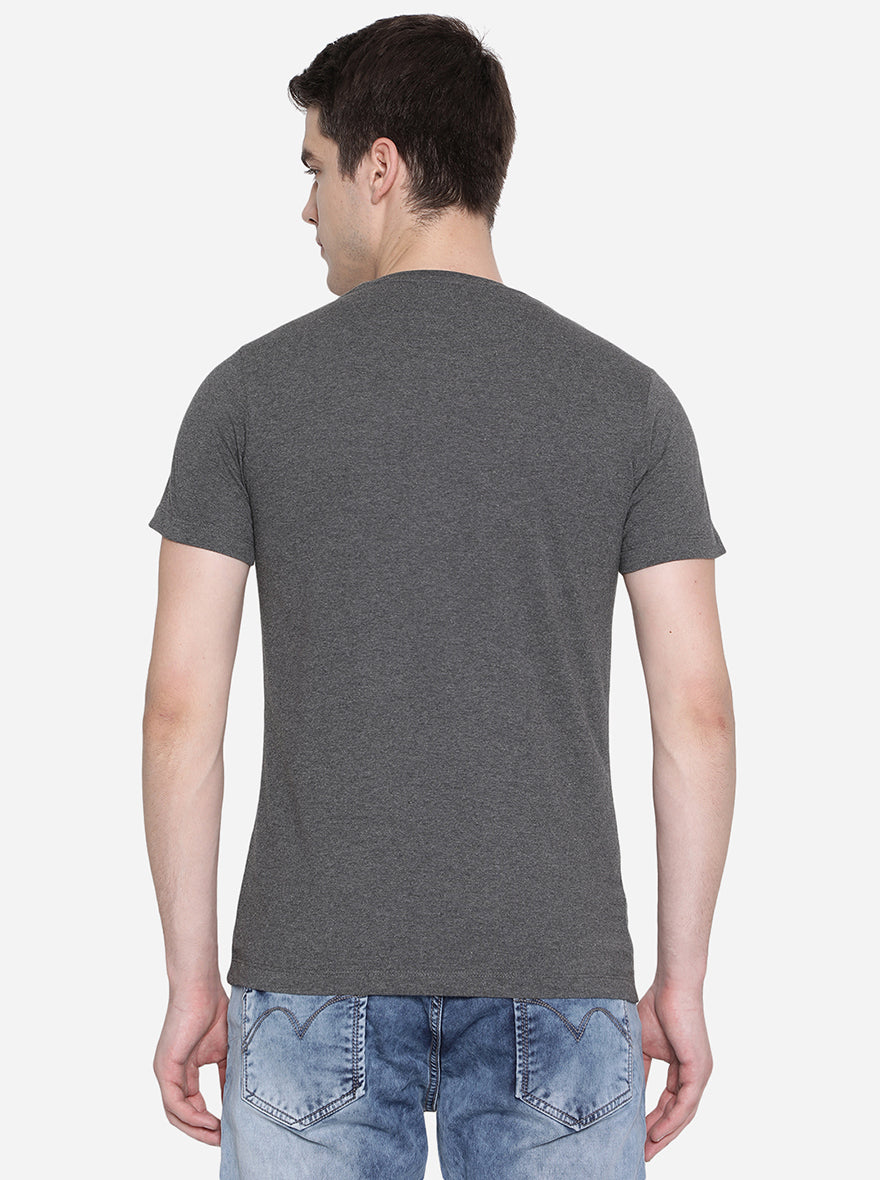 Charcoal Grey Solid Slim Fit T-Shirt | Greenfibre