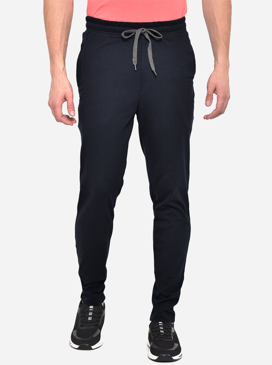 Navy Blue Solid Regular Fit Track Pant | Greenfibre