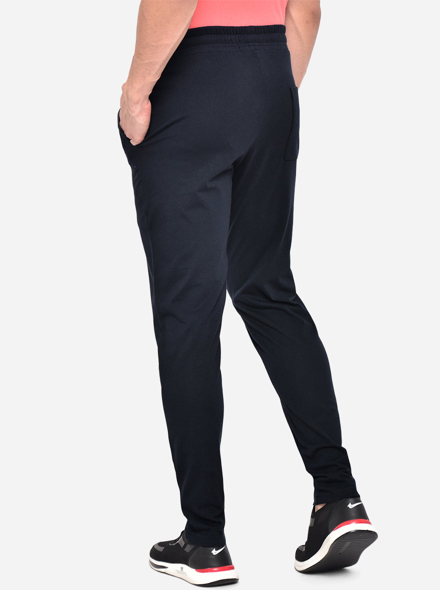 Navy Blue Solid Regular Fit Track Pant | Greenfibre