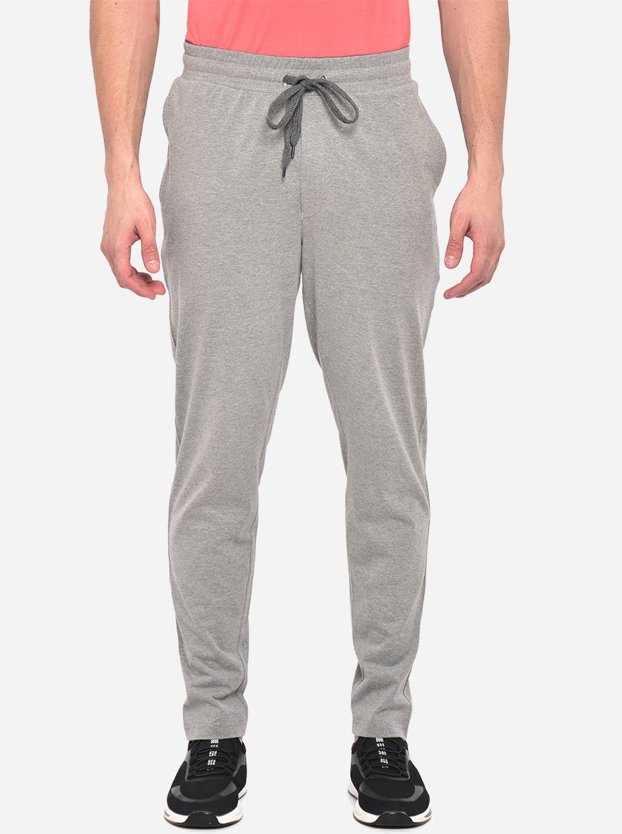 Grey Melange Track Pant for Men Solid 100% Cotton Regular Fit