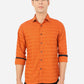 Apricot Orange Printed Slim Fit Semi Casual Shirt | Greenfibre