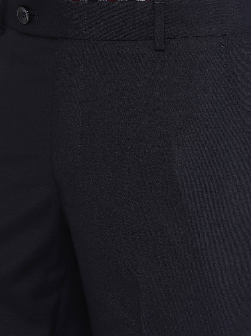 Navy Blue Solid Slim Fit Formal Trouser | Greenfibre