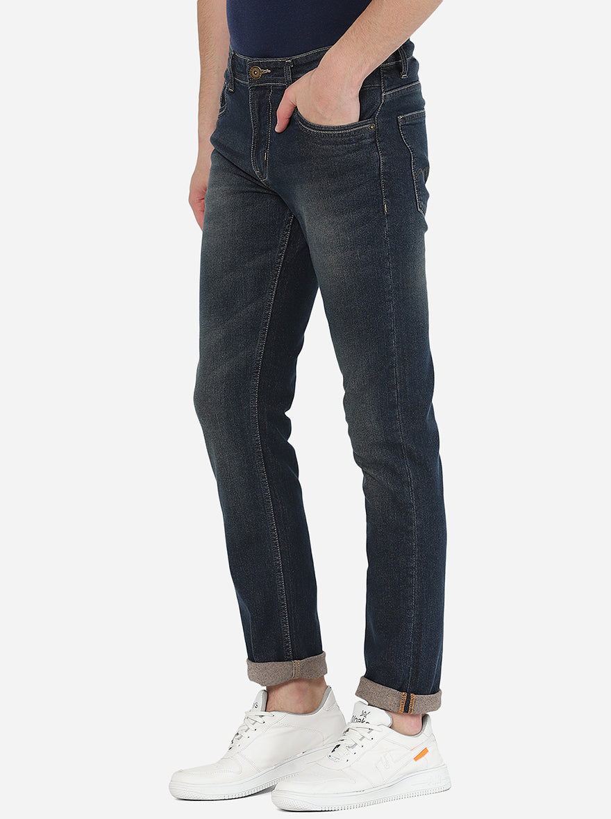 Blue Washed Straight Fit Jeans | Greenfibre