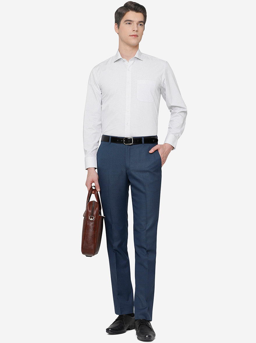 Navy Blue Solid Slim Fit Formal Trouser | Greenfibre