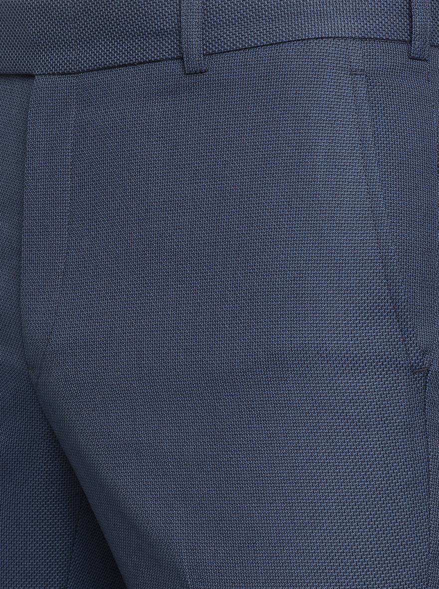 Navy Blue Solid Slim Fit Formal Trouser | Greenfibre