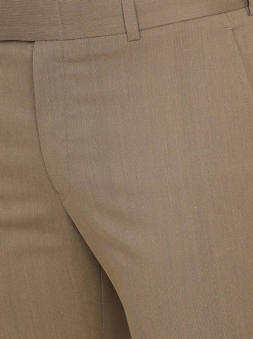 Brown Solid Slim Fit Formal Trouser | Greenfibre