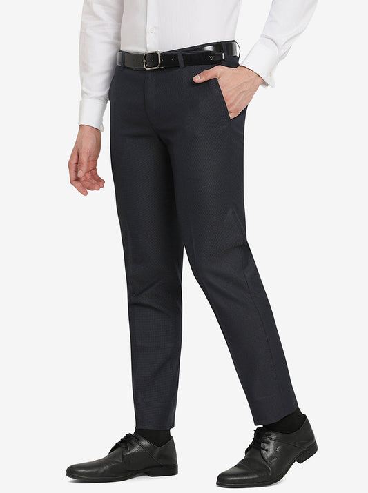 Navy Blue Solid Super Slim Fit Formal Trouser | Greenfibre